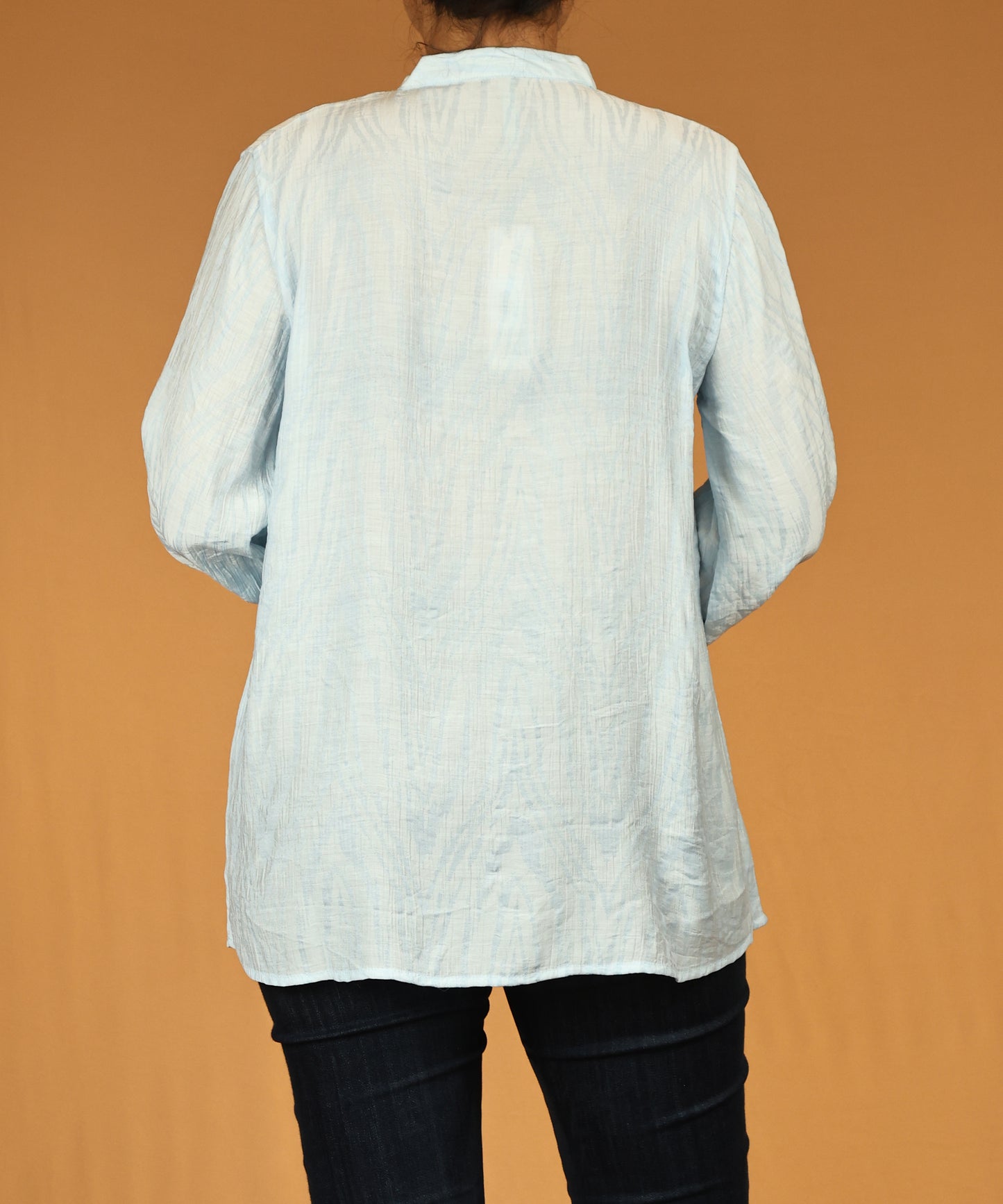 Light Blue Textured Long Sleeve Tunic Top