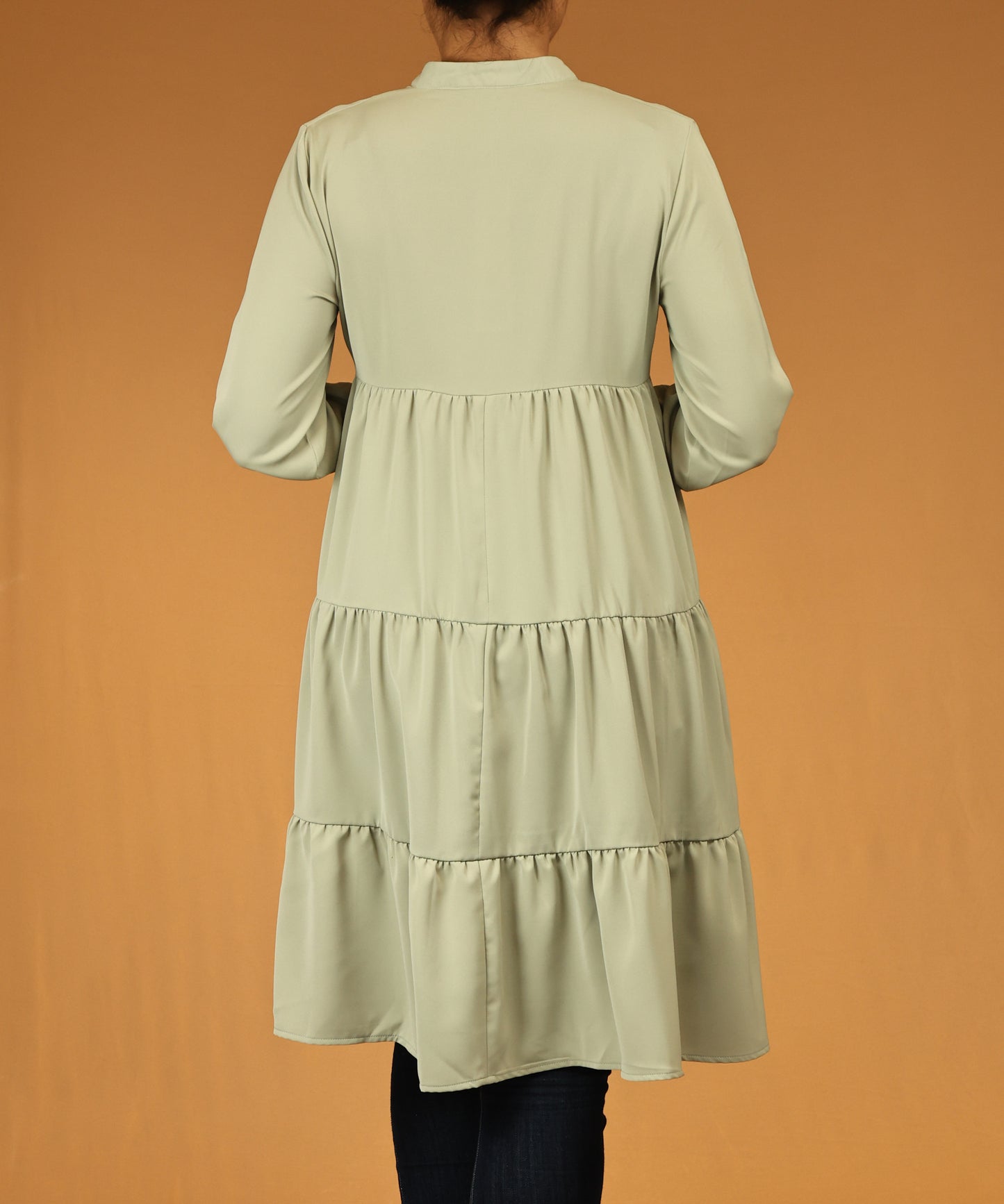 Pistachio Green Tiered Long Tunic Dress