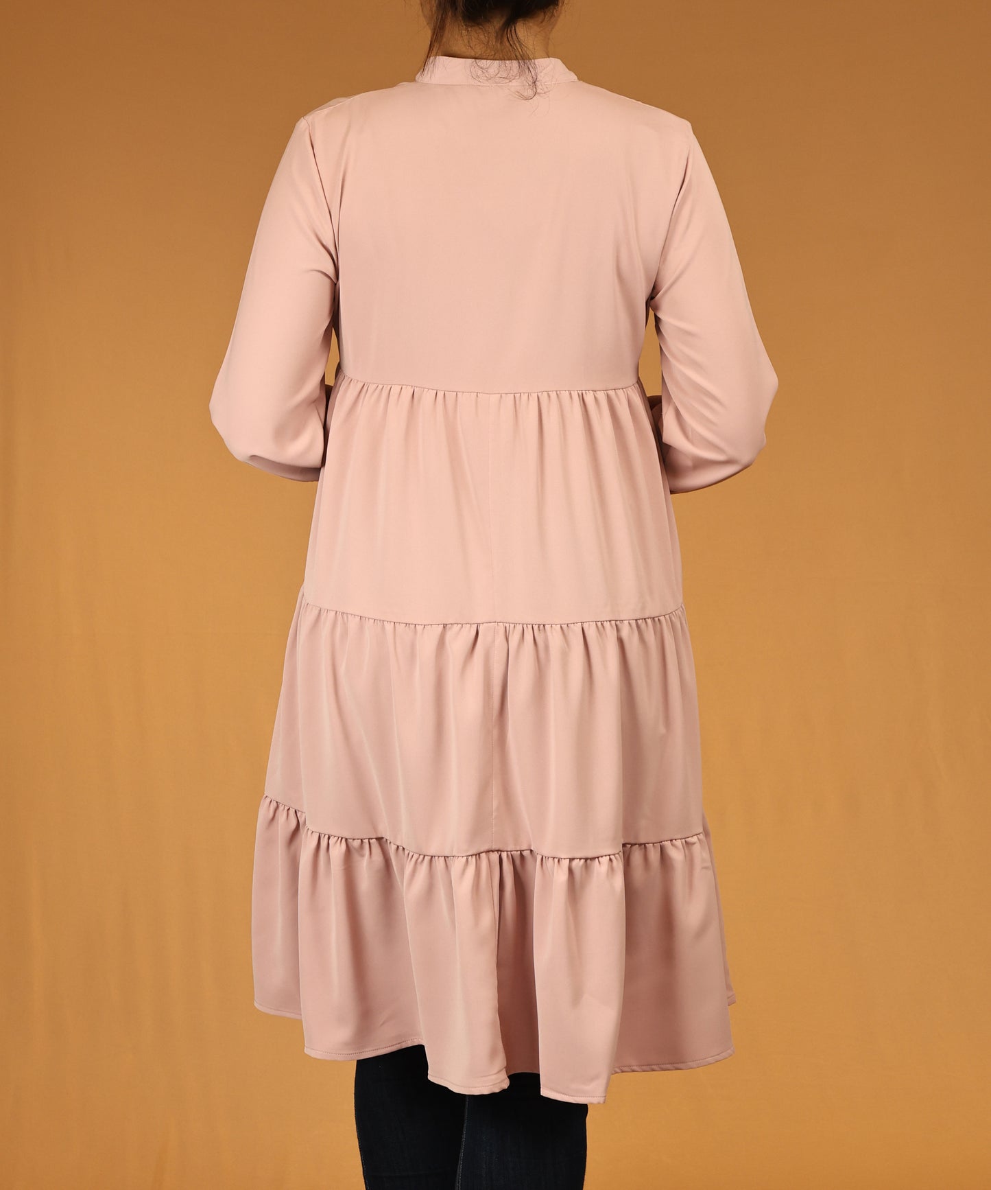Dusty Rose Tiered Long Tunic Dress