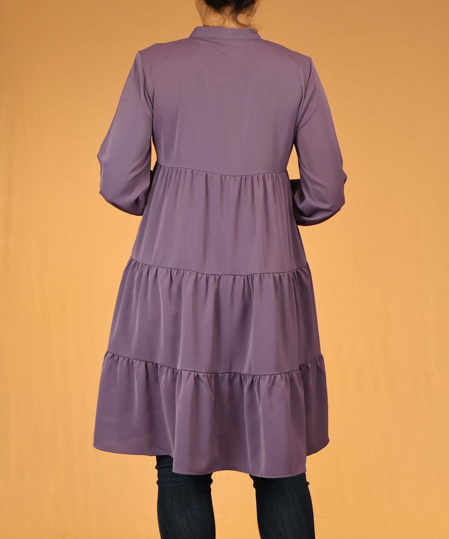 Plum Tiered Long Tunic Dress