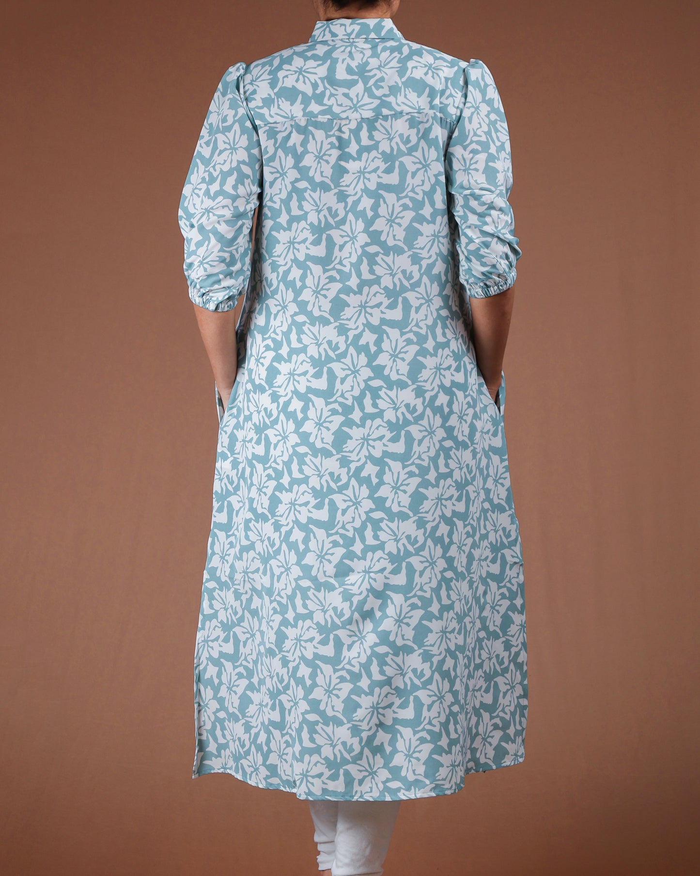 Floral Button-Down Midi Shirt Dress