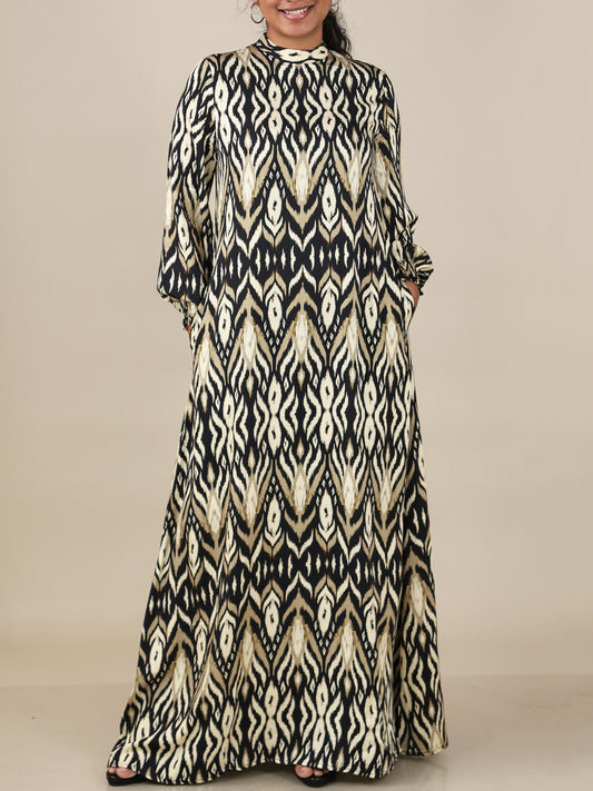 Elira Black Ivory Wave Abaya
