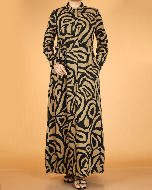 Printed abstract button-down maxi dress