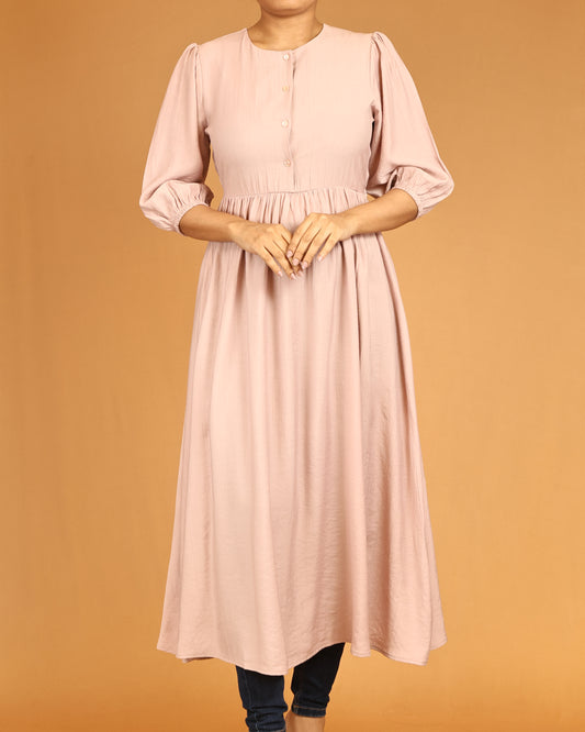 Dusty Rose Buttoned Empire Long Top