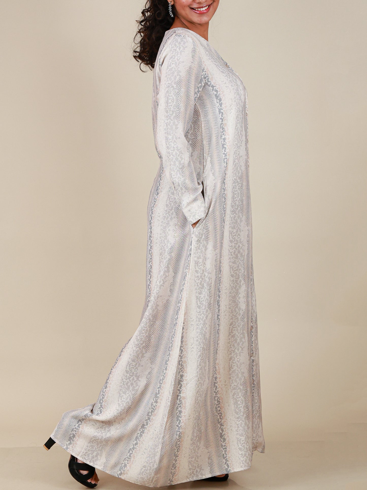 Serene Mist Button Front Abaya