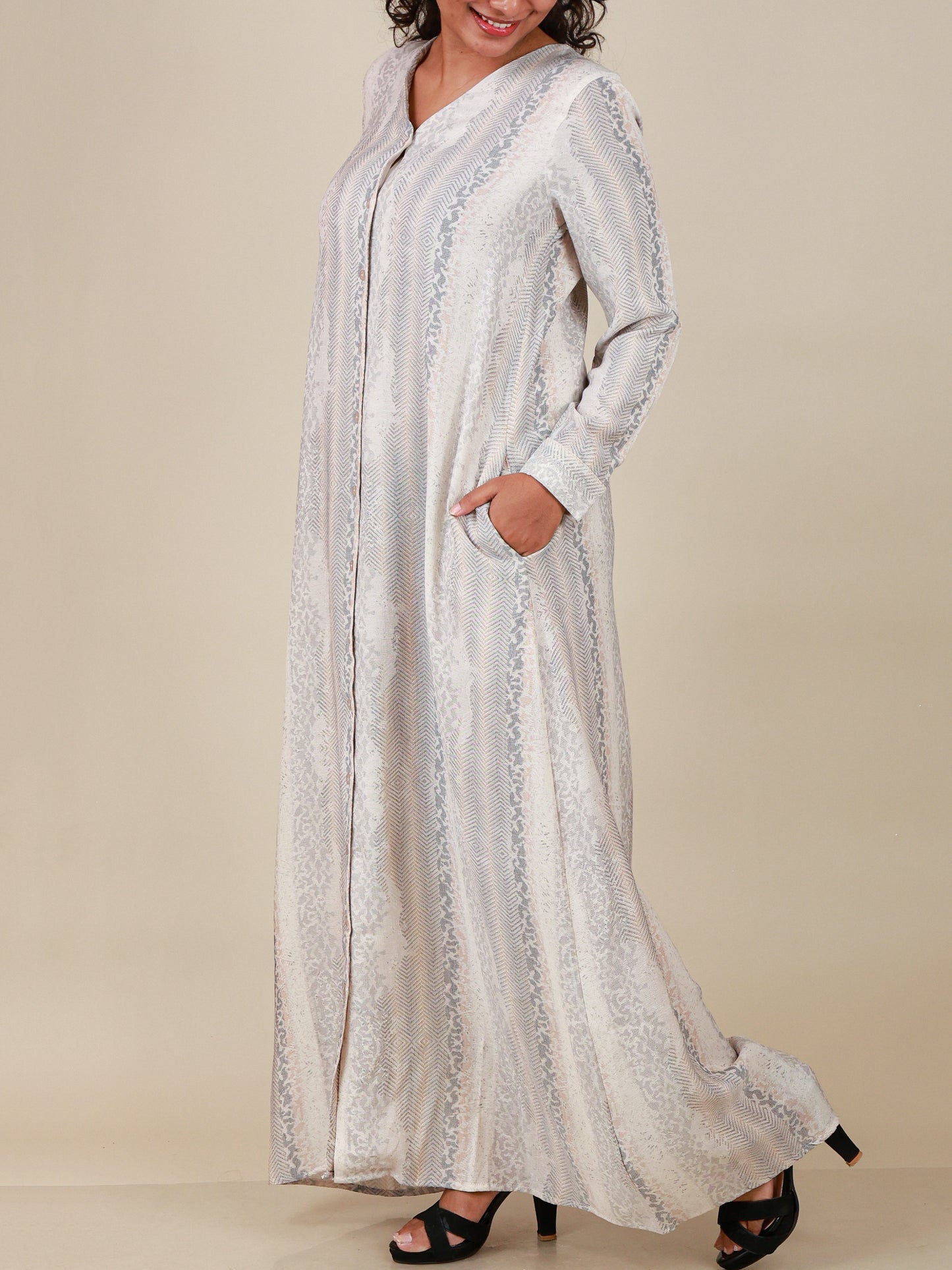 Serene Mist Button Front Abaya