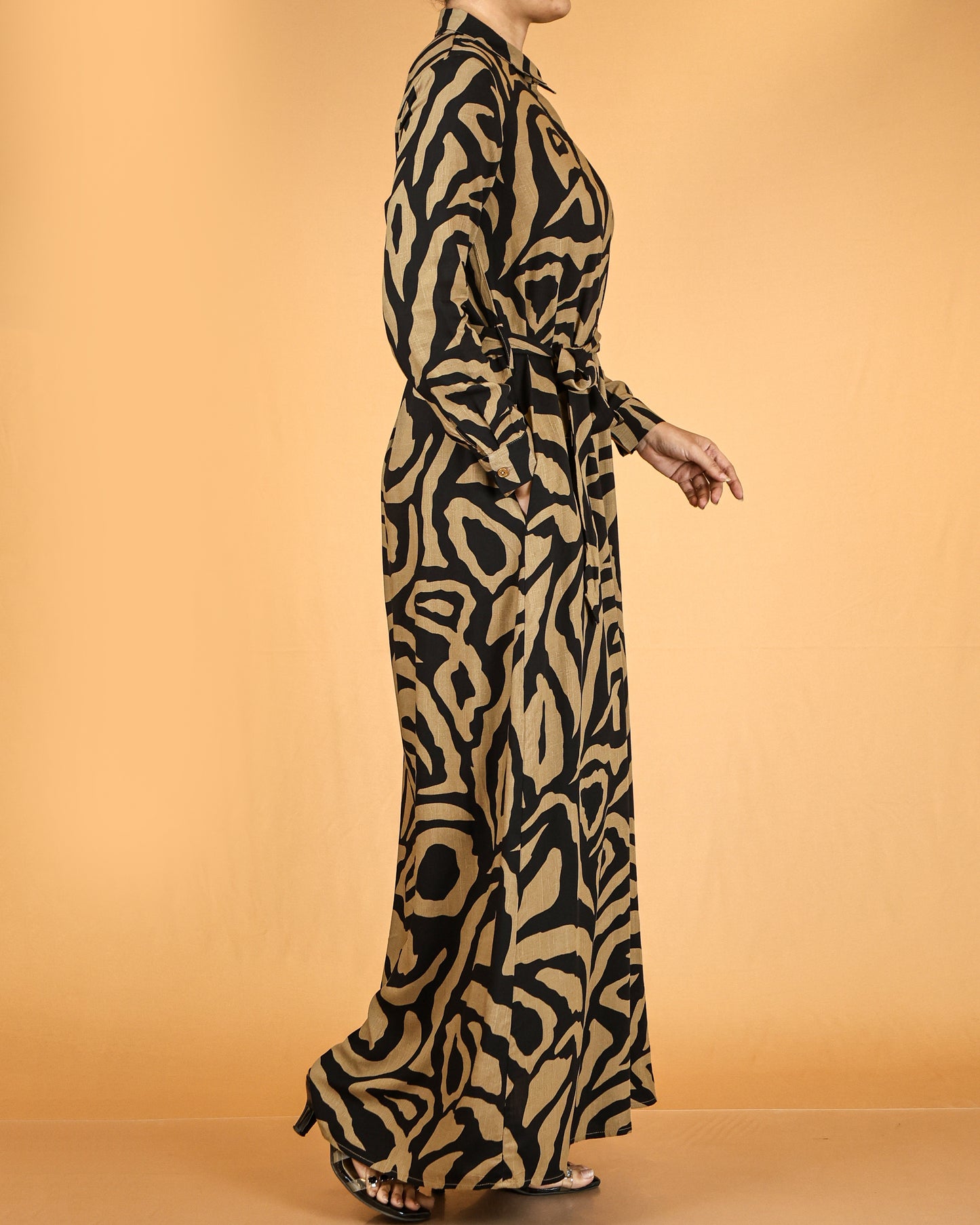 Printed abstract button-down maxi dress