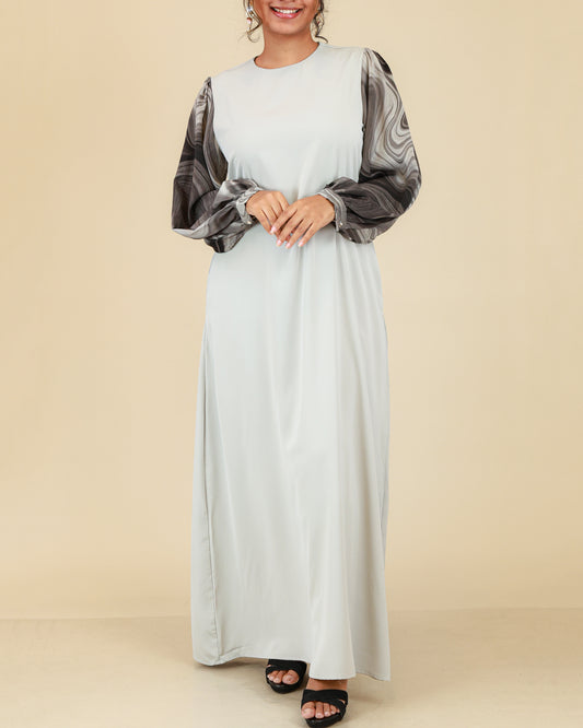 Velora Muse Abaya – Pearl Grey