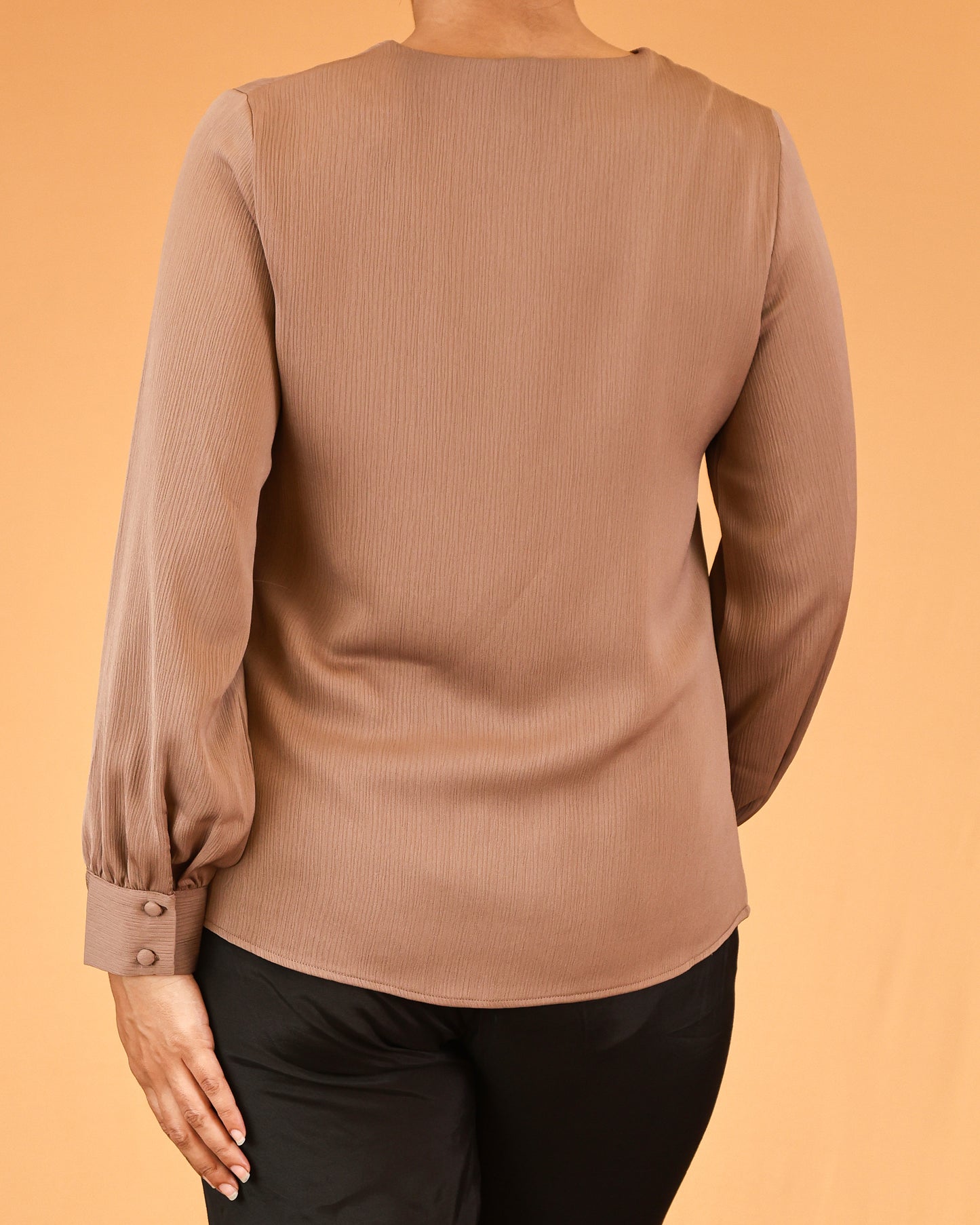 Mocha Buttoned V-Neck Top