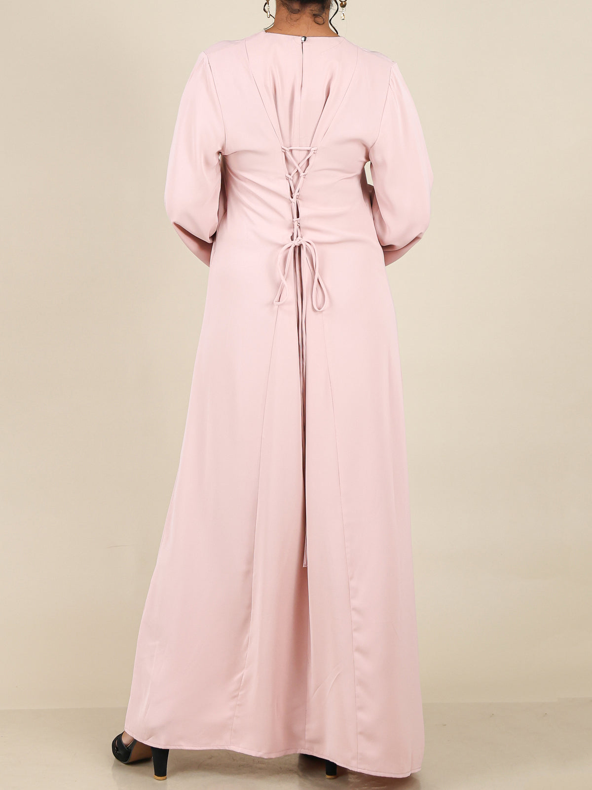 Estelle Blush Pink Scalloped Sleeve Abaya