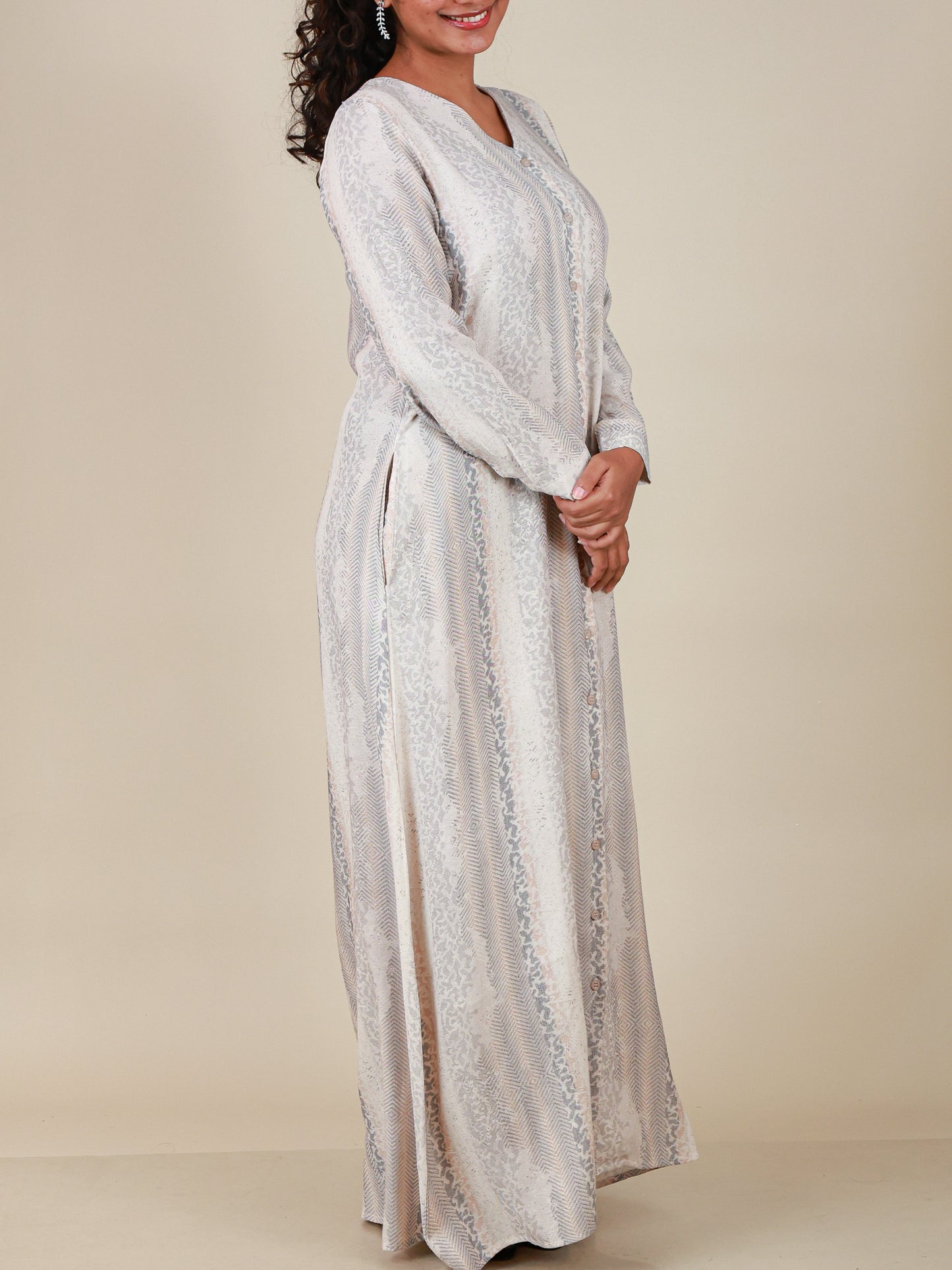 Serene Mist Button Front Abaya