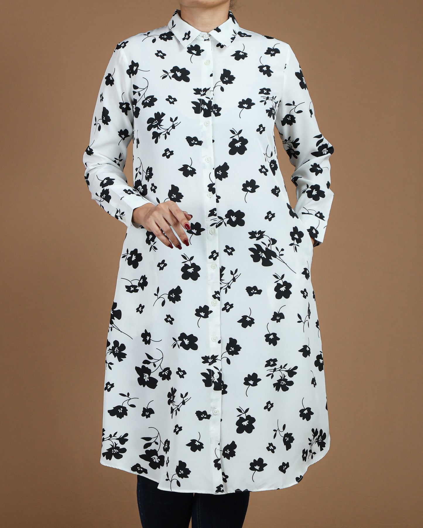 Floral Button-Down Midi Shirt Dress