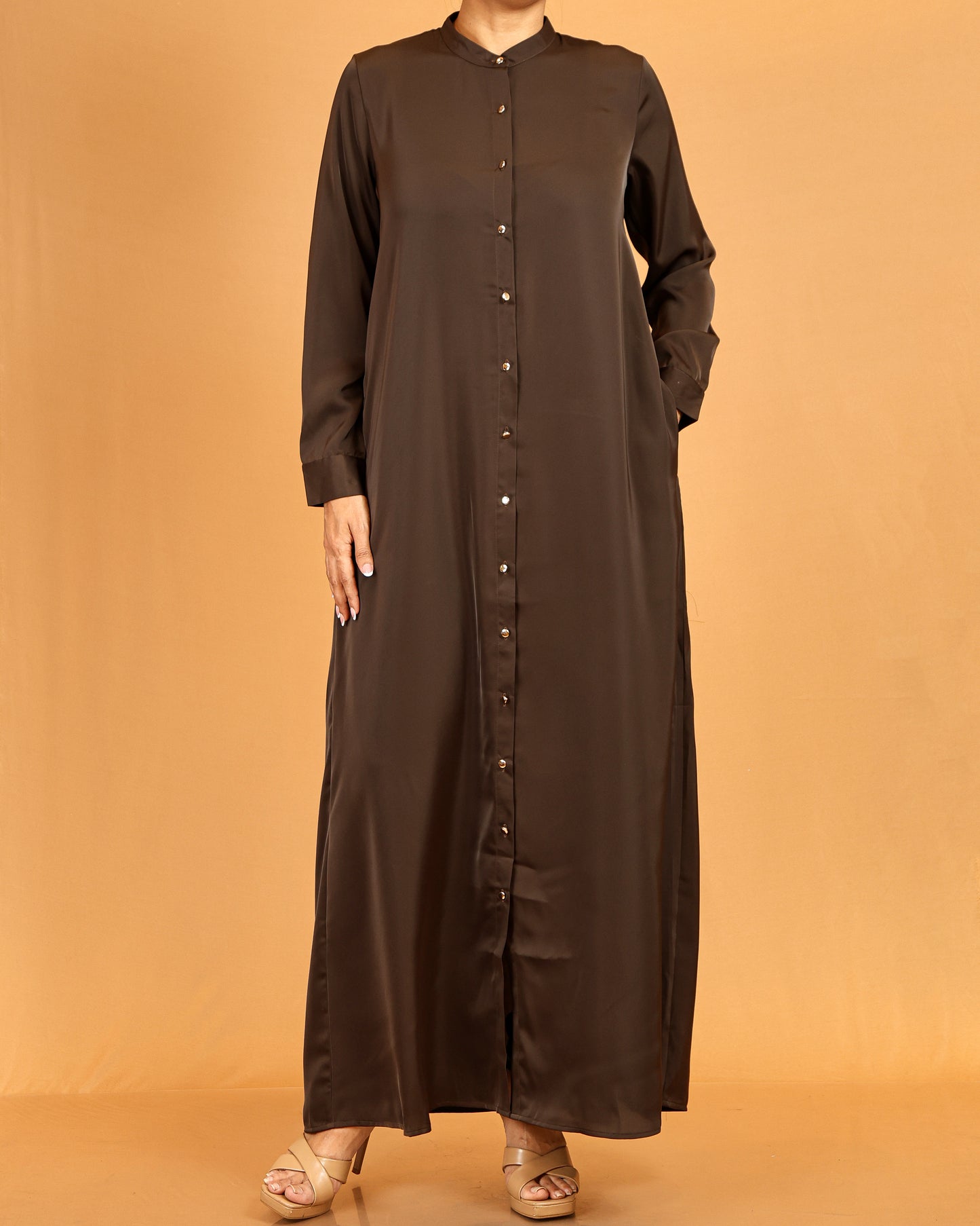 Classic Button-Down Shirt Maxi Dress – Deep Brown