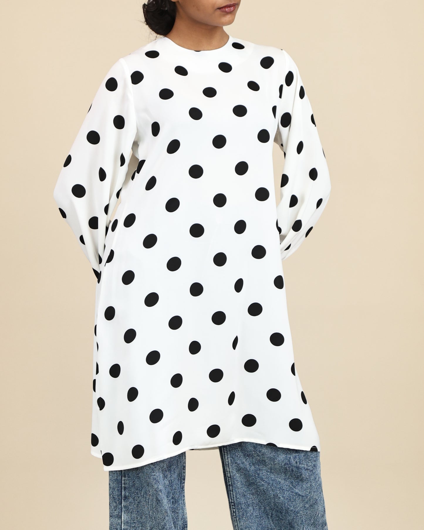 Ivory Noir Polka Dot Top