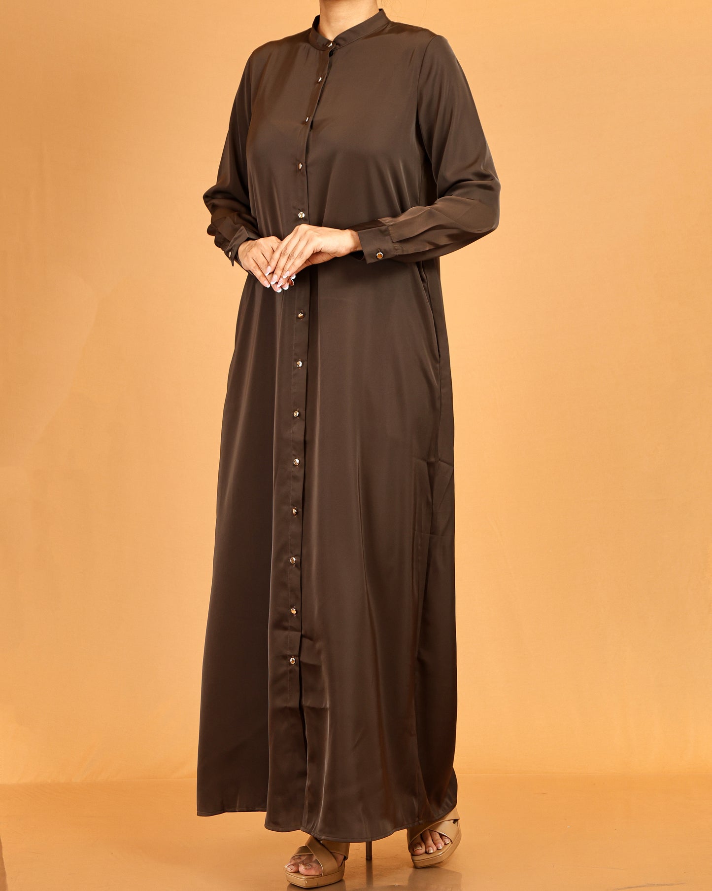 Classic Button-Down Shirt Maxi Dress – Deep Brown
