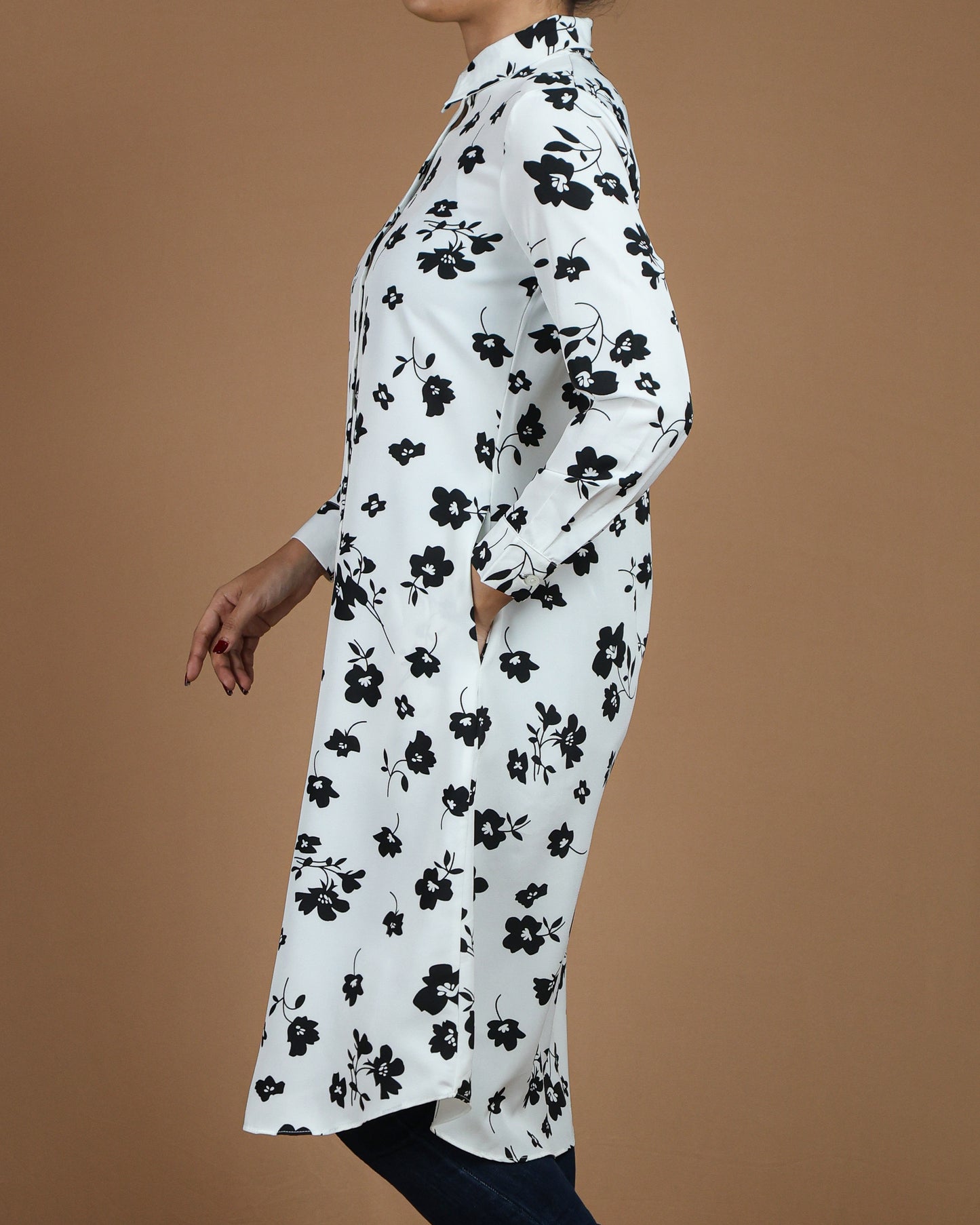 Floral Button-Down Midi Shirt Dress