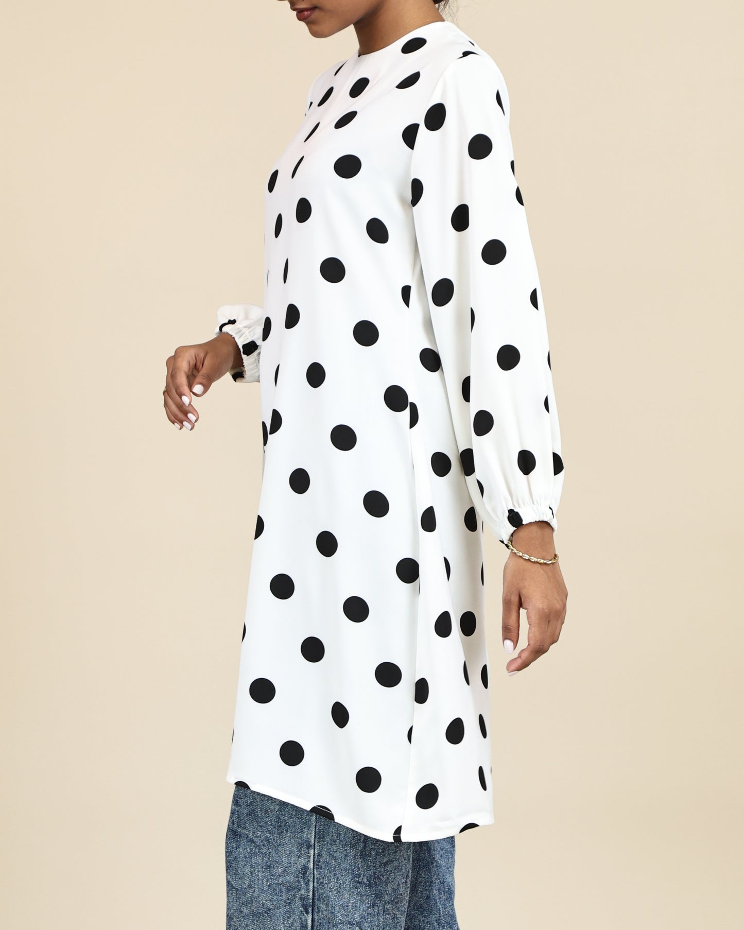 Ivory Noir Polka Dot Top