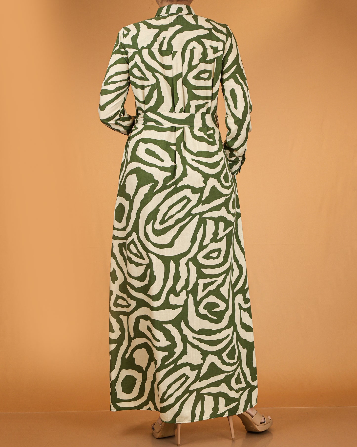 Printed abstract button-down maxi dress