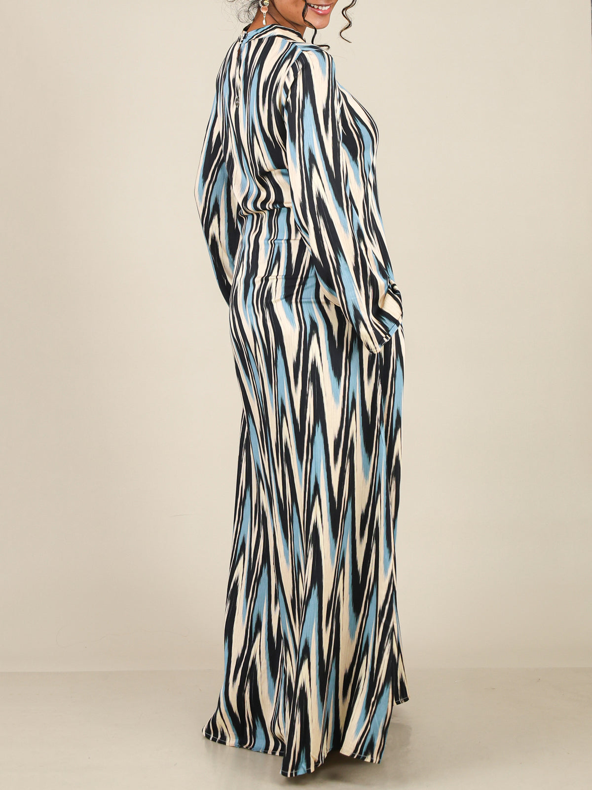 Marvelle Blue Abstract Print Abaya