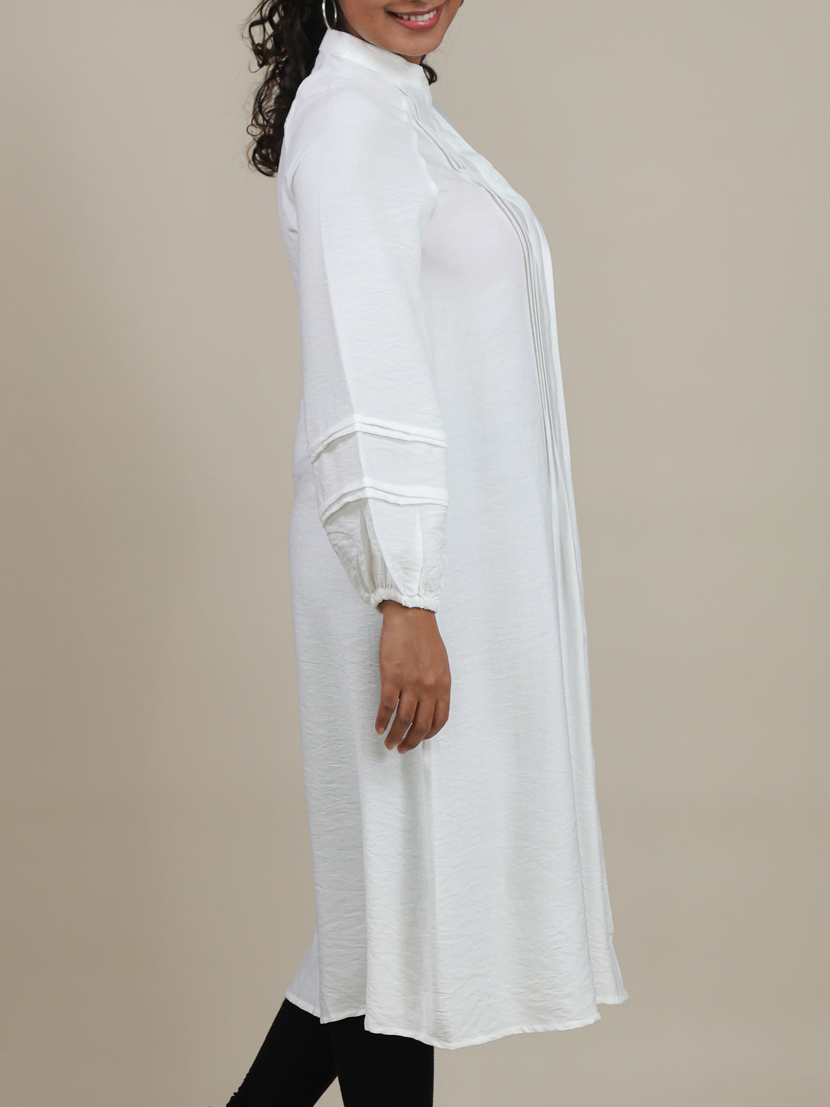 Mirelle White Pleated Midi