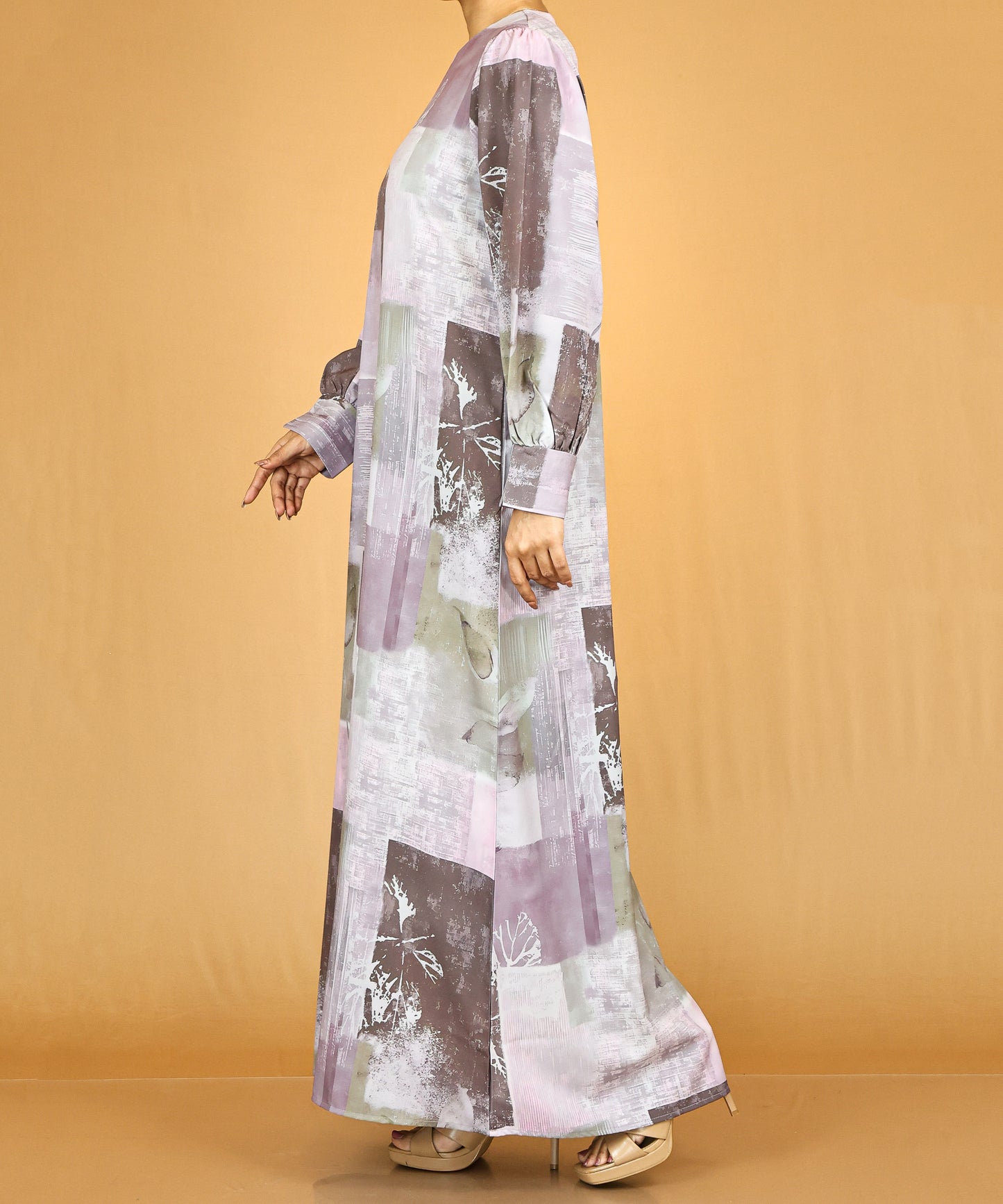 Mauve Abstract Modest Abaya