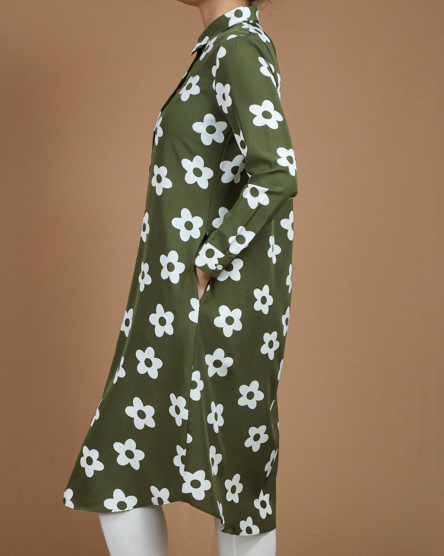 Elegant White Floral Long Shirt for Women