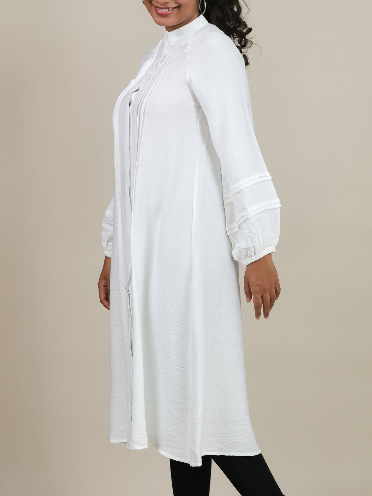 Mirelle White Pleated Midi