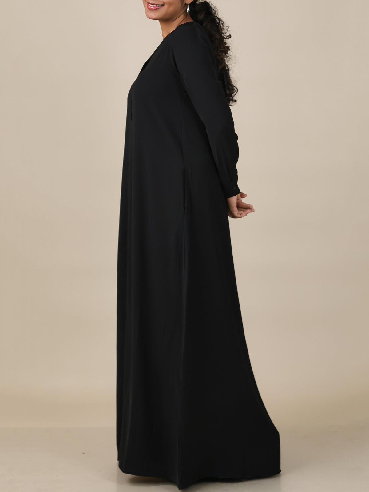 Veyra Midnight Black Button Front Abaya