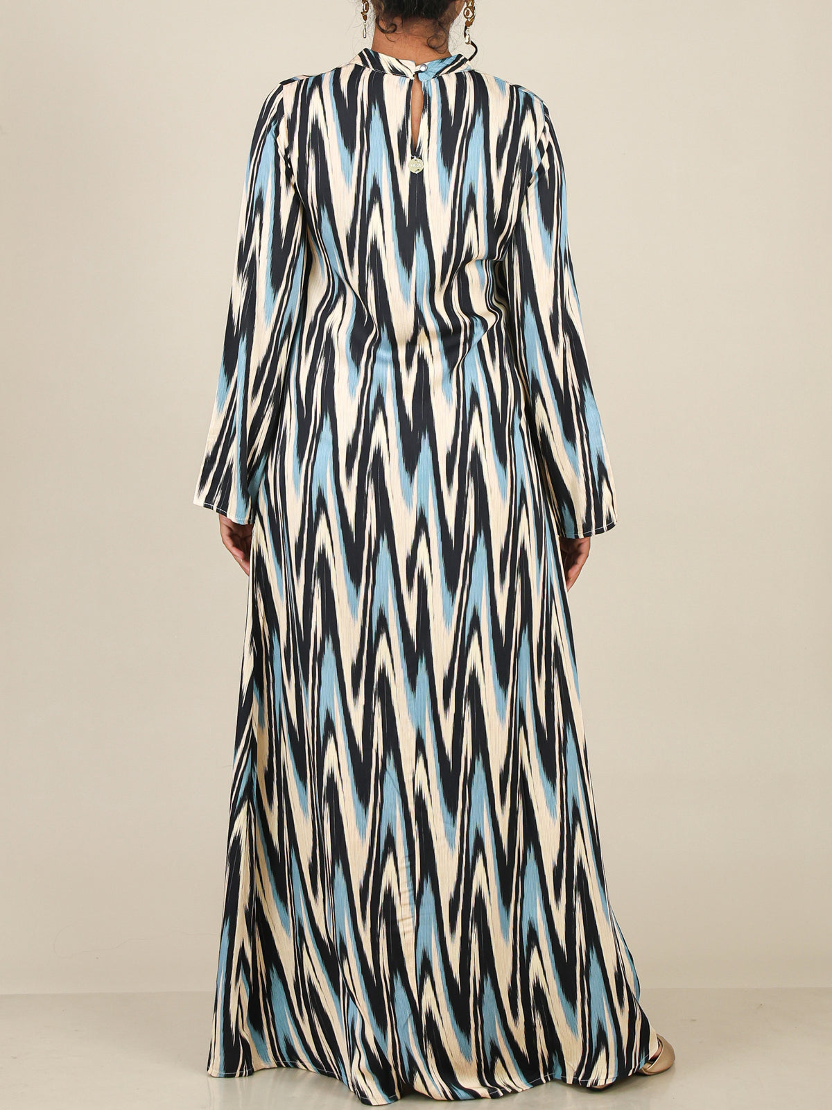 Marvelle Blue Abstract Print Abaya