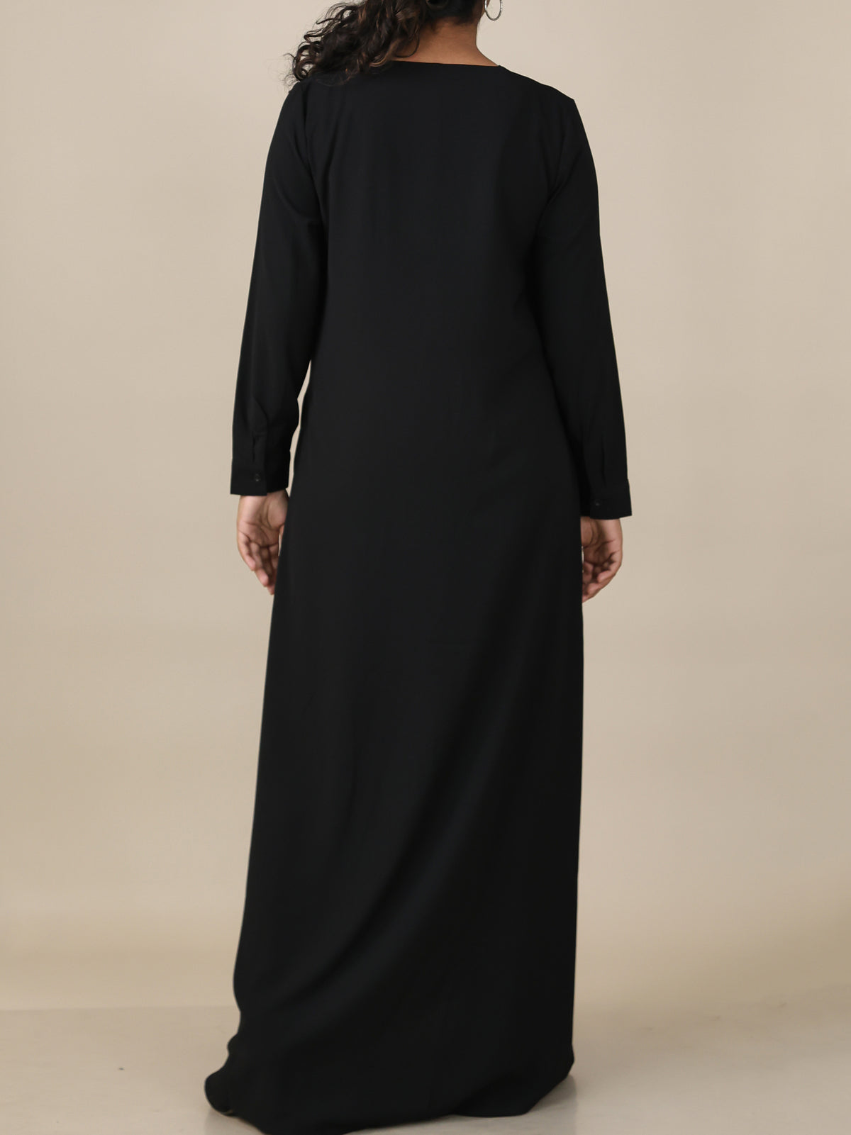 Veyra Midnight Black Button Front Abaya