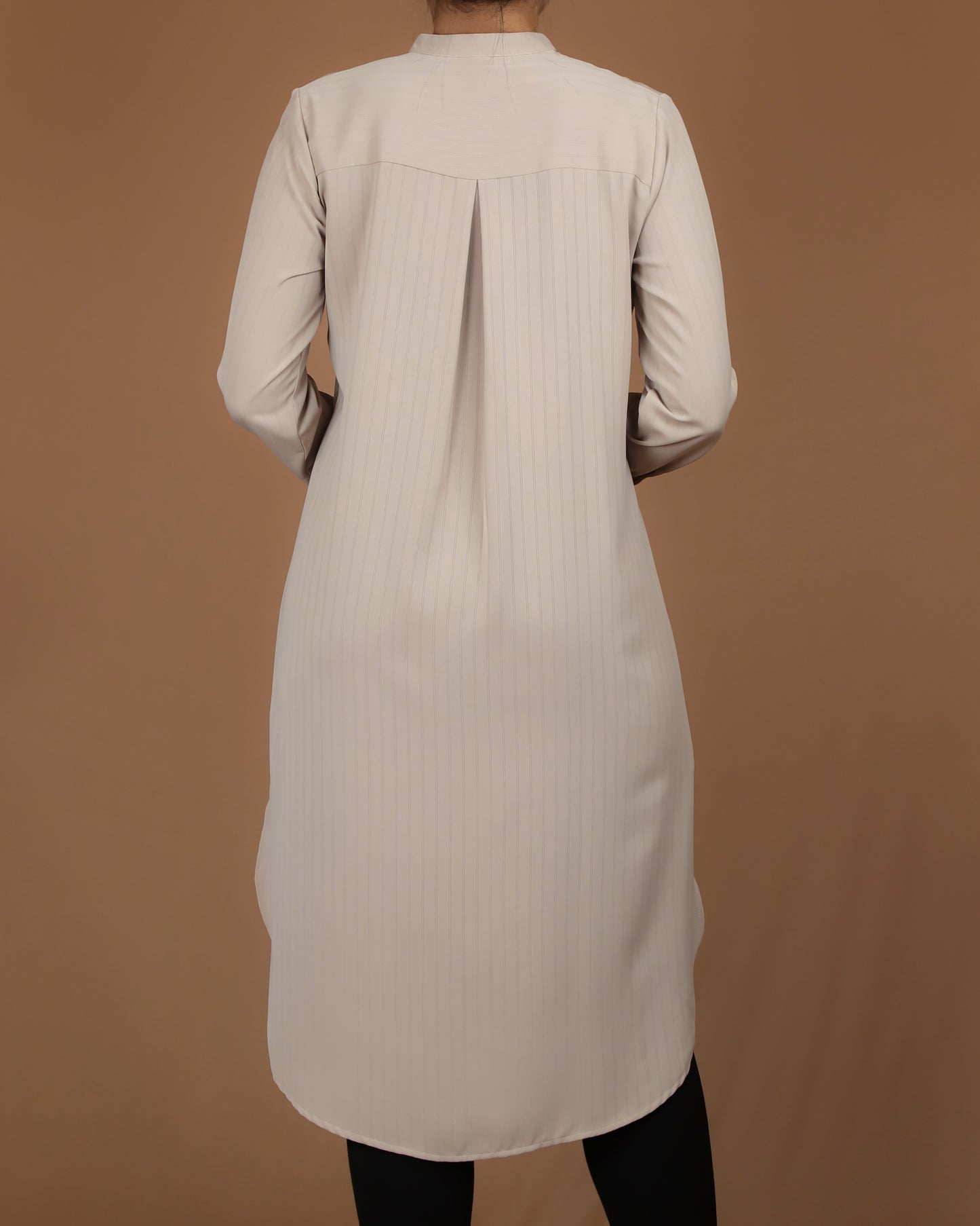 Sandstone Silky Striped Long Shirt