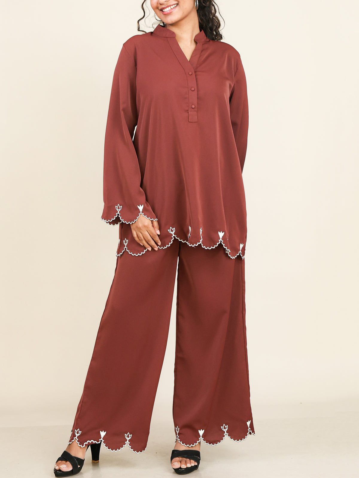 Soraya Rust Embroidered Co-Ord Set