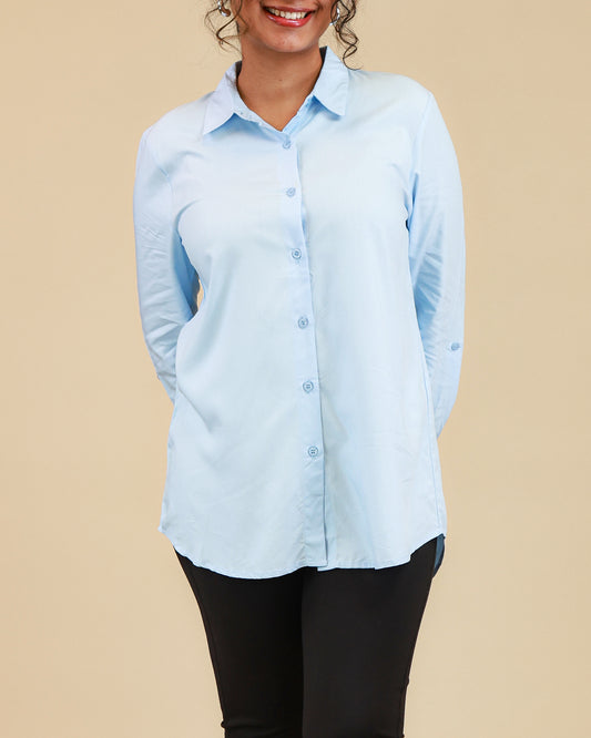 Elara Sky Blue Shirt Dress