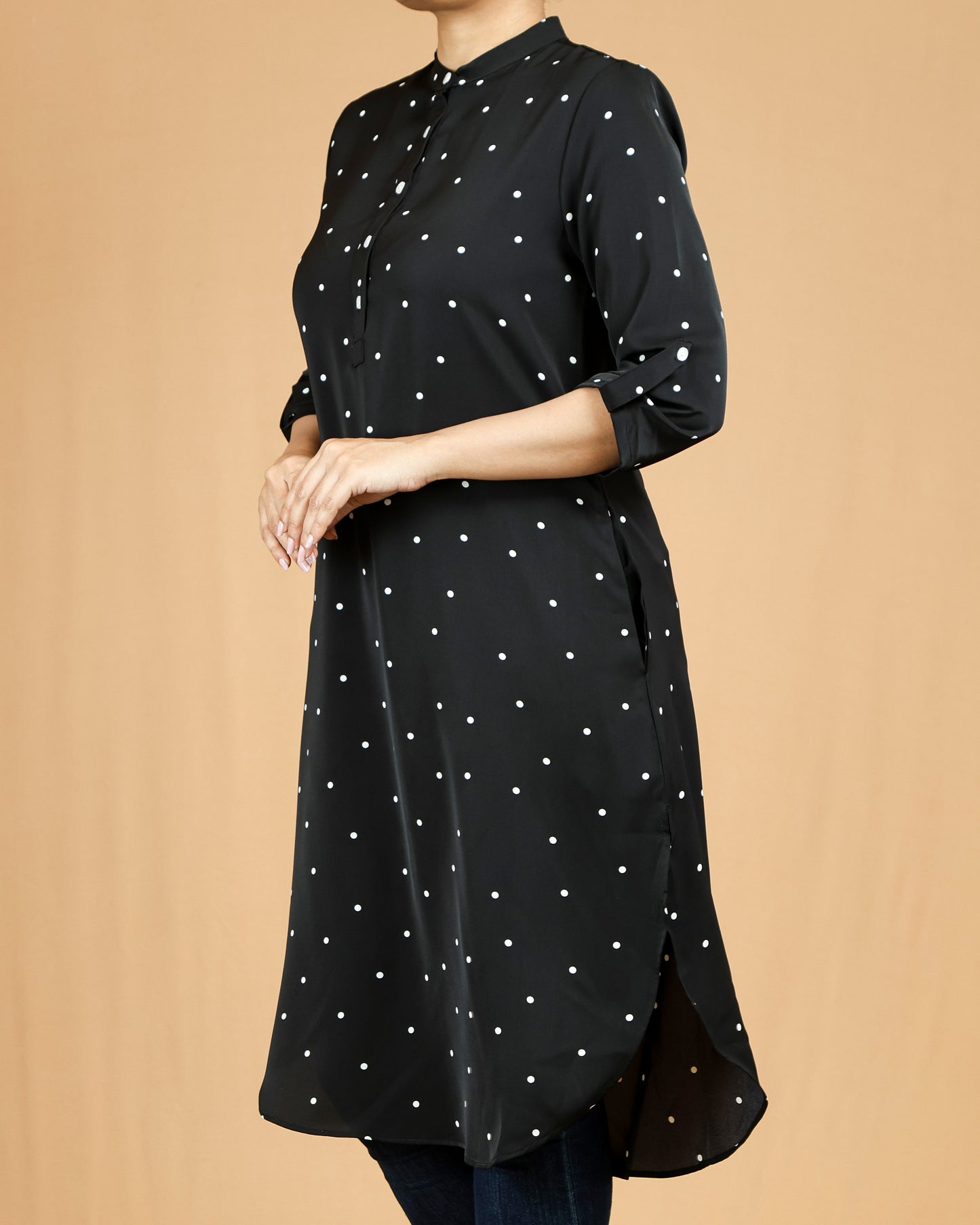 Midnight Polka Mandarin Midi Top