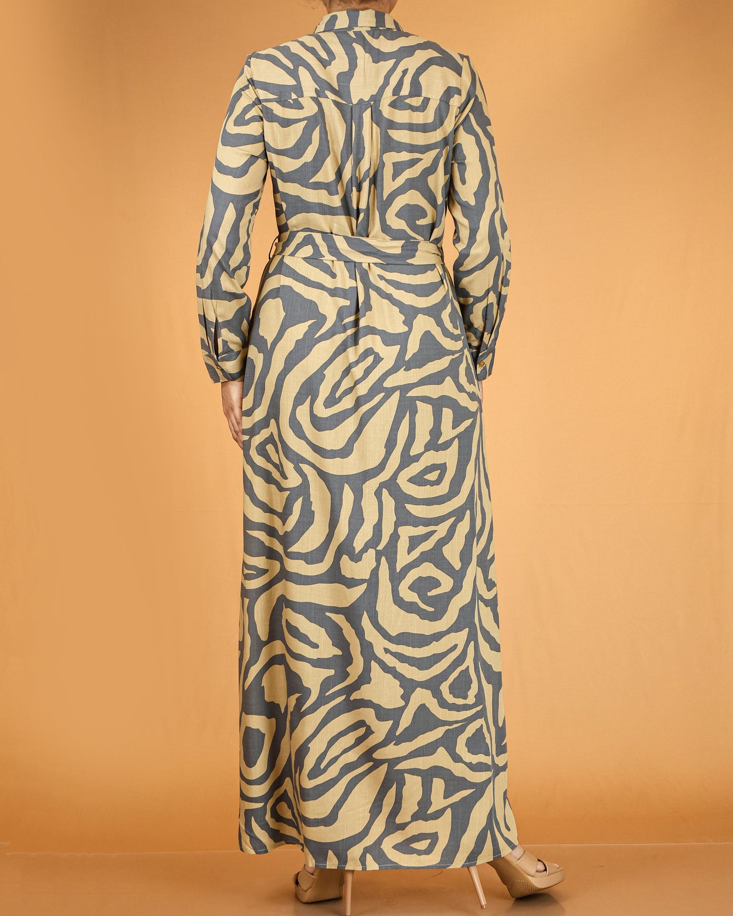 Printed abstract button-down maxi dress