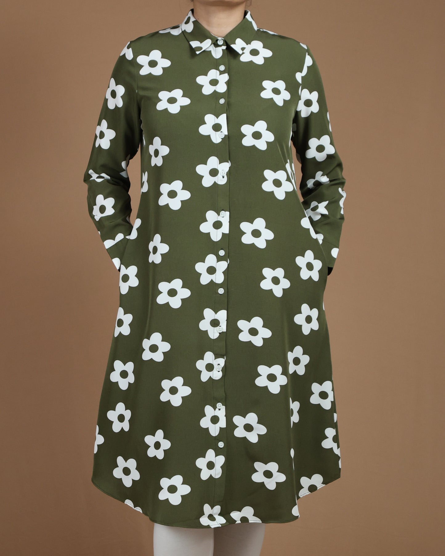 Elegant White Floral Long Shirt for Women