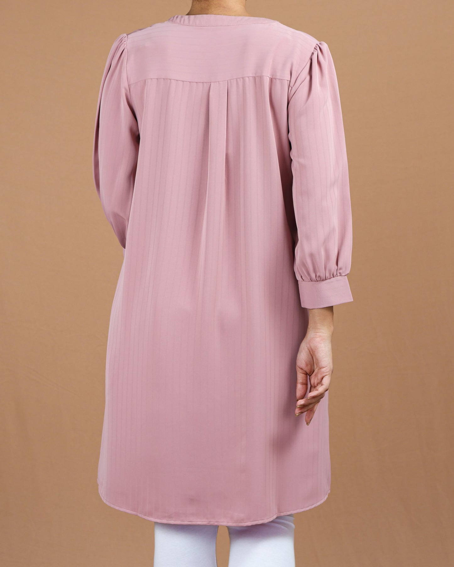 V-Neck Knee-Length Top – Soft Polyester Elegance