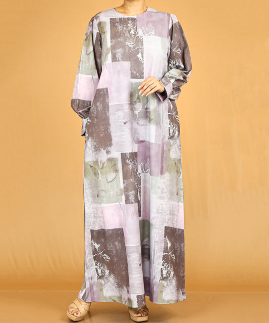 Mauve Abstract Modest Abaya