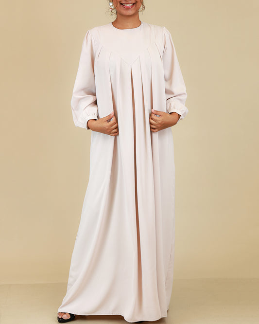 Aurelia Pleated Ivory Abaya