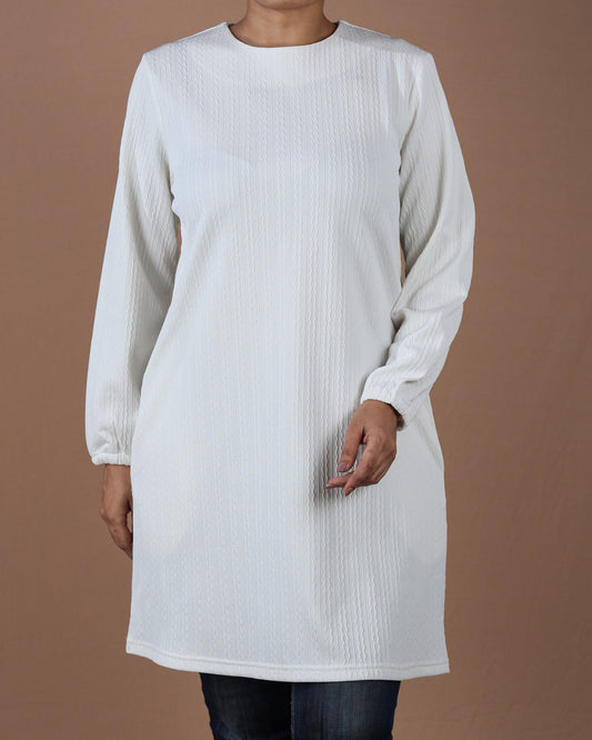 Knitted Long Sleeve Off White T-Shirt