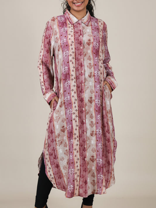 Nerissa Rose Stripe Print Shirt Dress