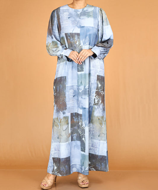 Blue Abstract Modest Abaya