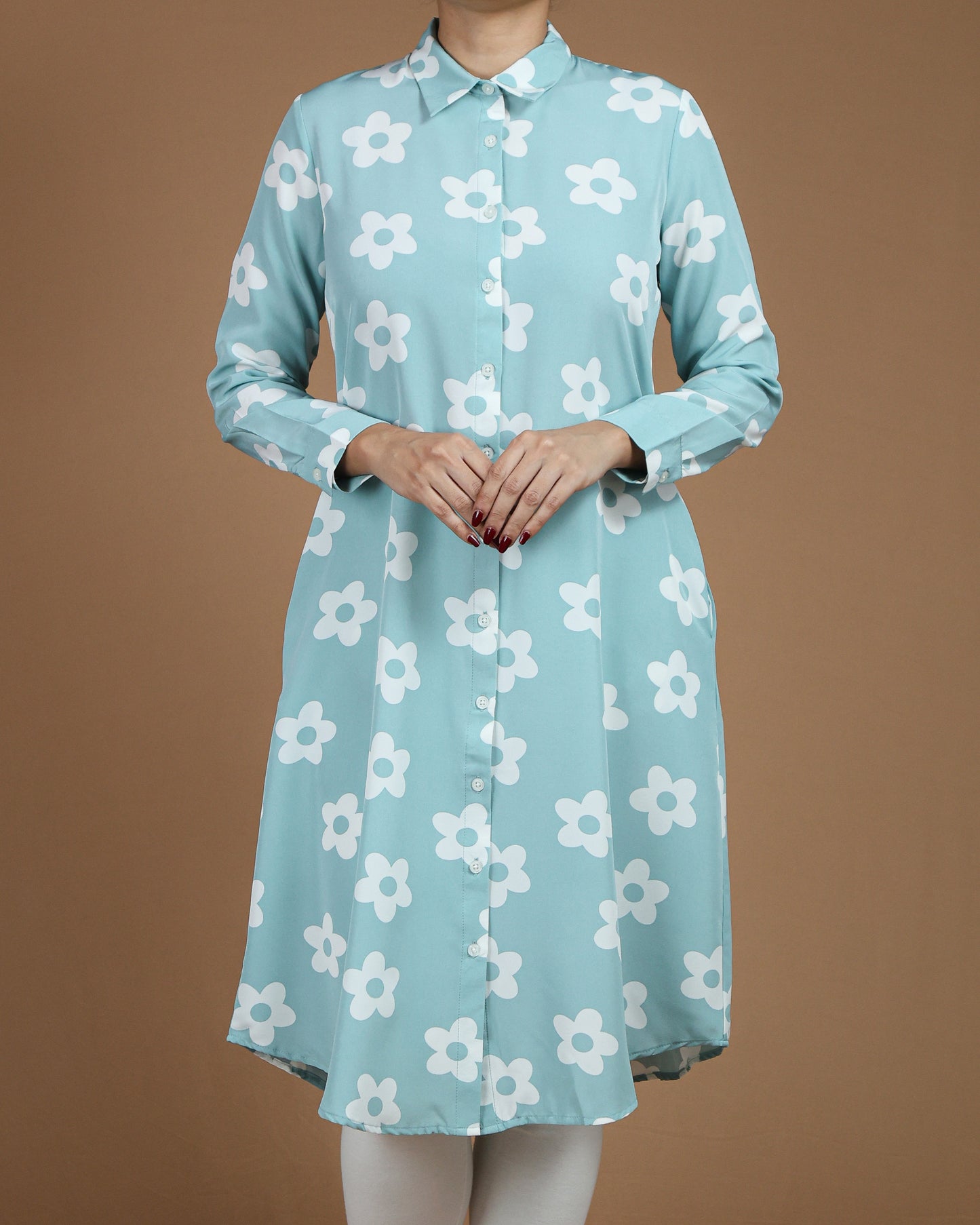 Elegant White Floral Long Shirt for Women