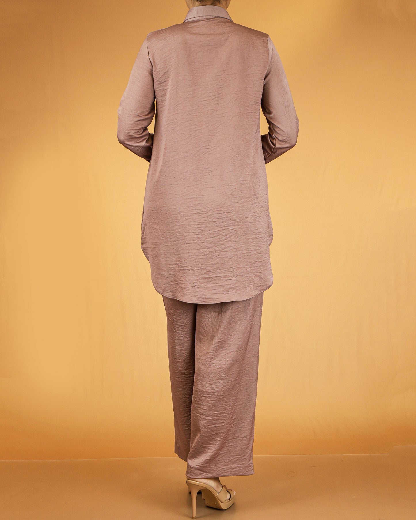 Elegant Long Shirt & Wide-Leg Pant Co-ord Set
