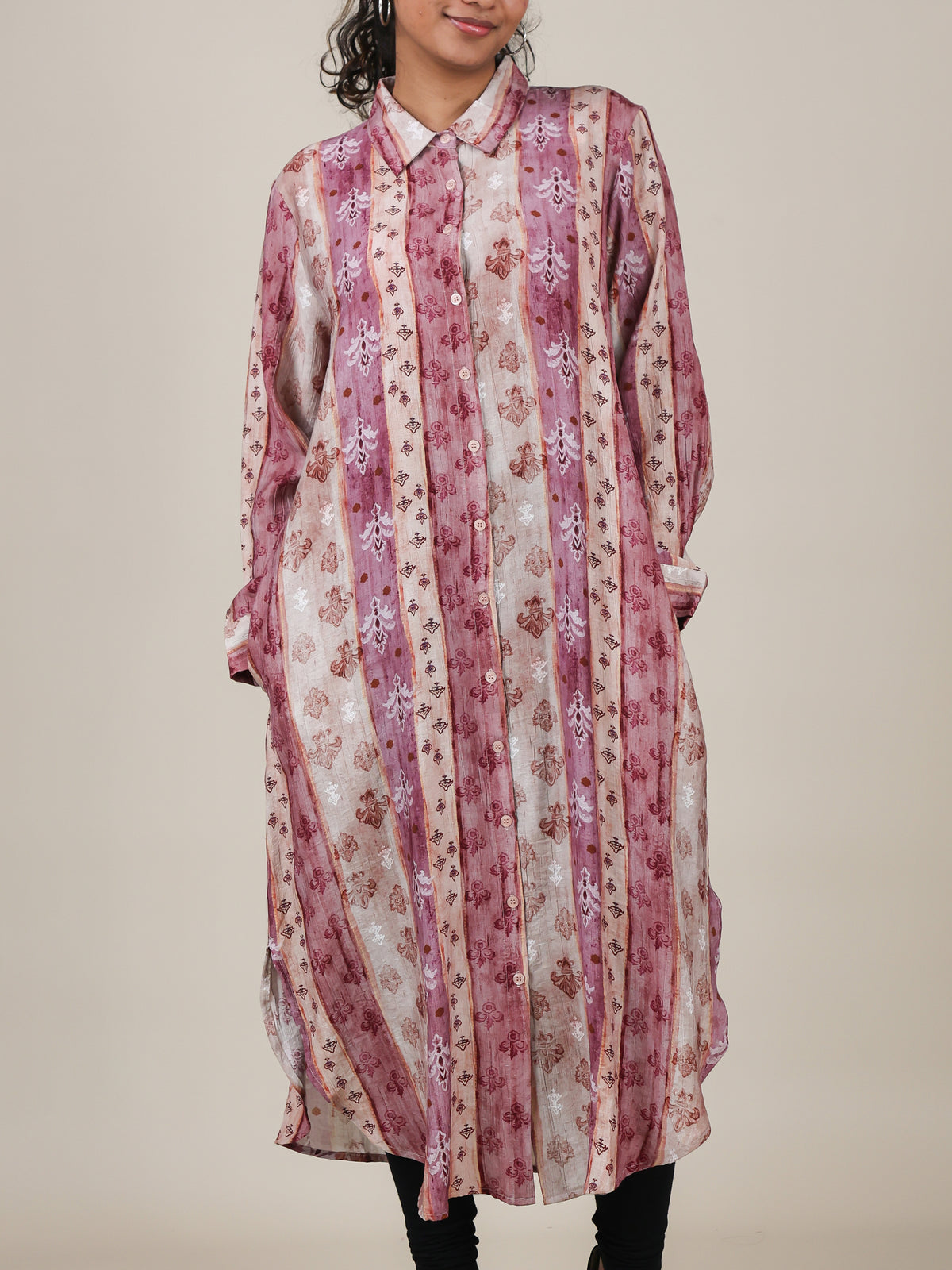 Nerissa Rose Stripe Print Shirt Dress