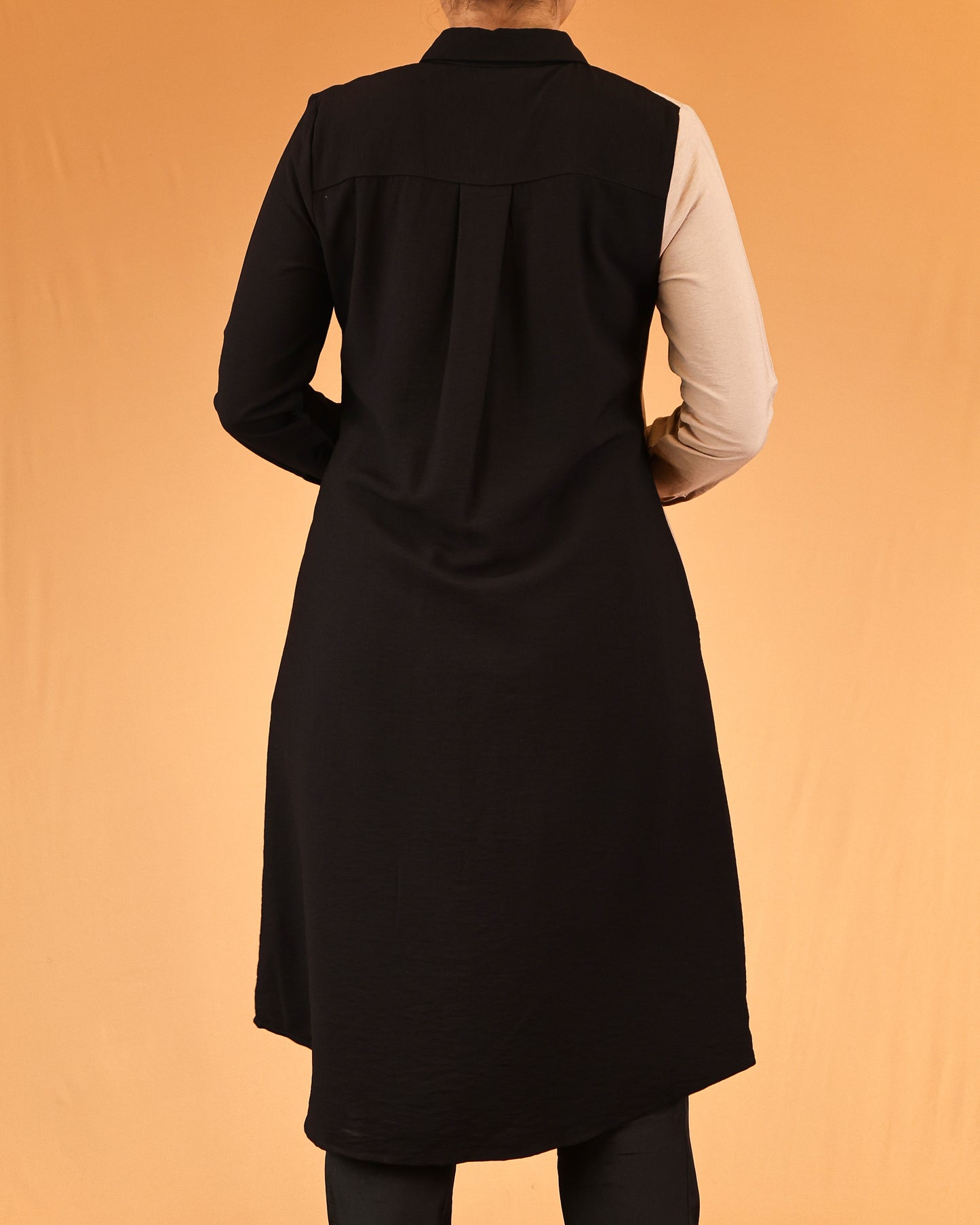 Dual-Tone Buttoned Shirt Dress