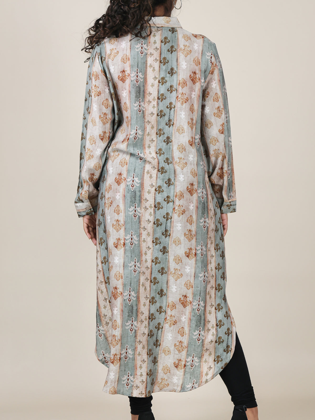 Nerissa Sage Stripe Print Shirt Dress