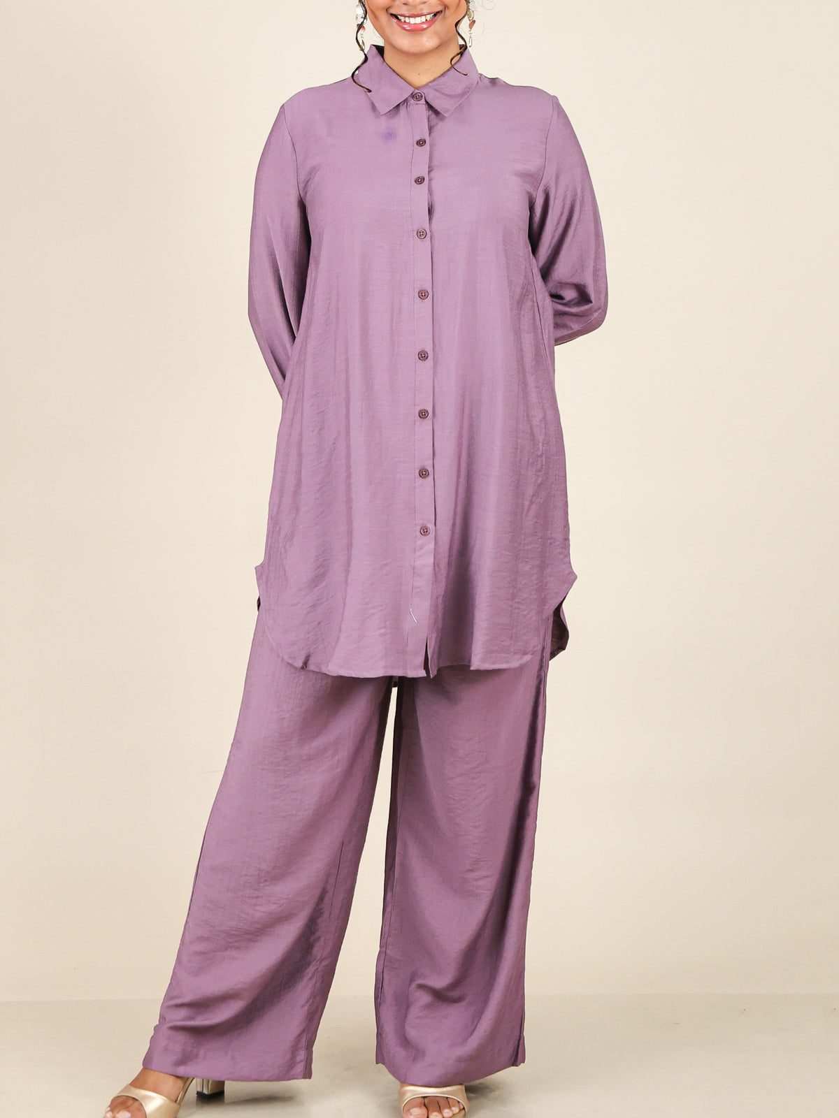 Althea Dusty Mauve Button Front Co-Ord Set
