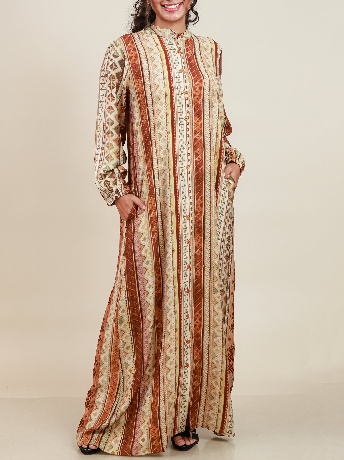 Calista Terracotta Print Maxi