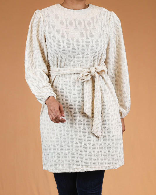 Ivory Textured Belted Top